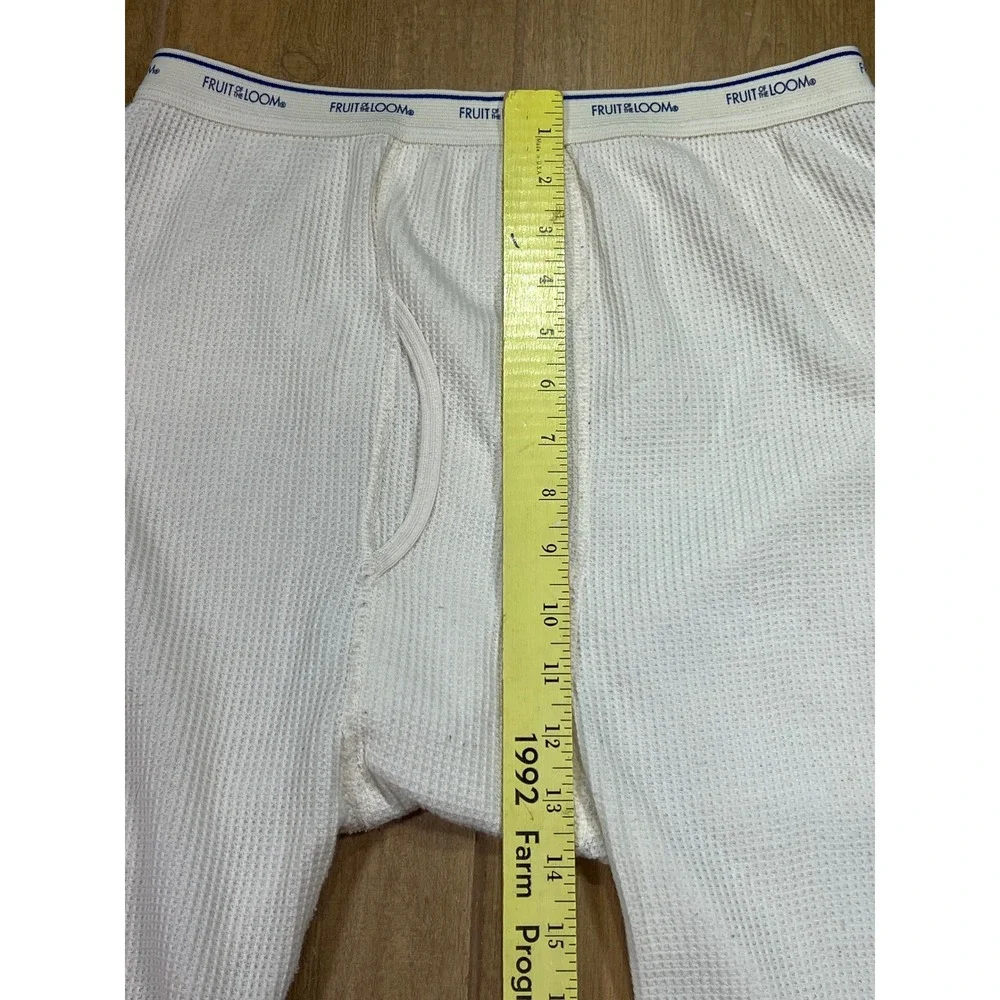 Fruit of the Loom Mens Waffle Knit Thermal Underwear Bottoms Cream RN 123187